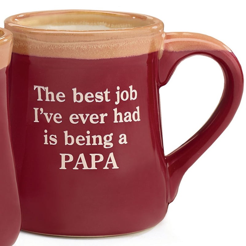 burton+BURTON Papa Best Job Ever Porcelain Burgundy Coffee Tea Mug Cup 18oz Gift Box - Image 2